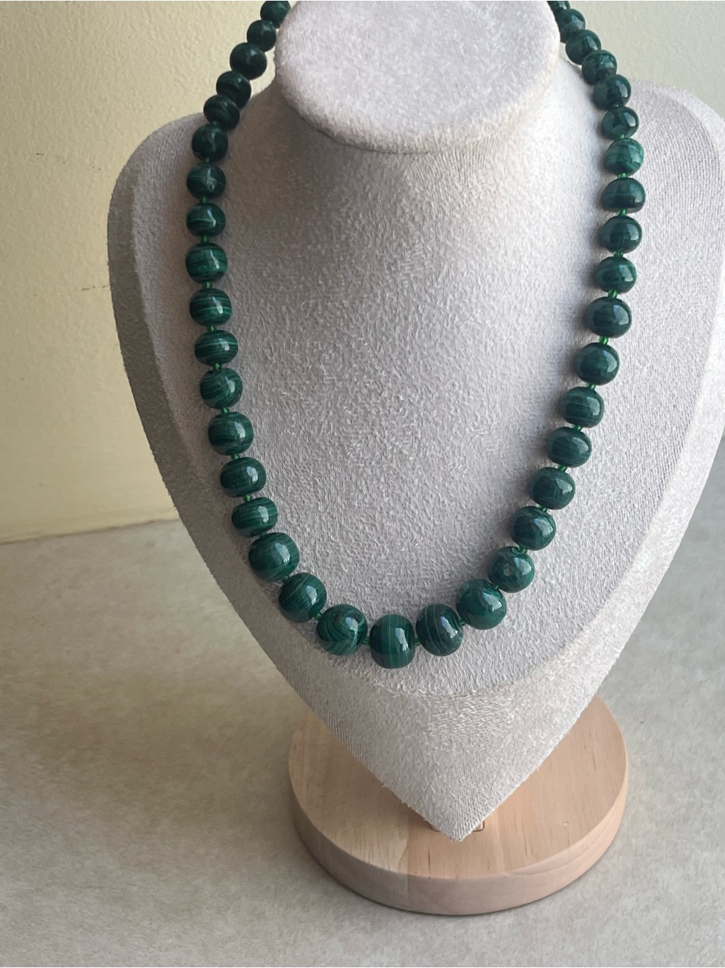 Vintage Graduated Malachite Necklace Estate Find 30â Heavy Stone Beads 100g